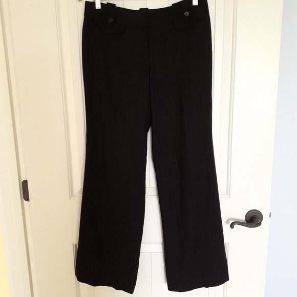 Ann Taylor Wool Blend Pinstripe Trousers Black Size 6 - Picture 1 of 11